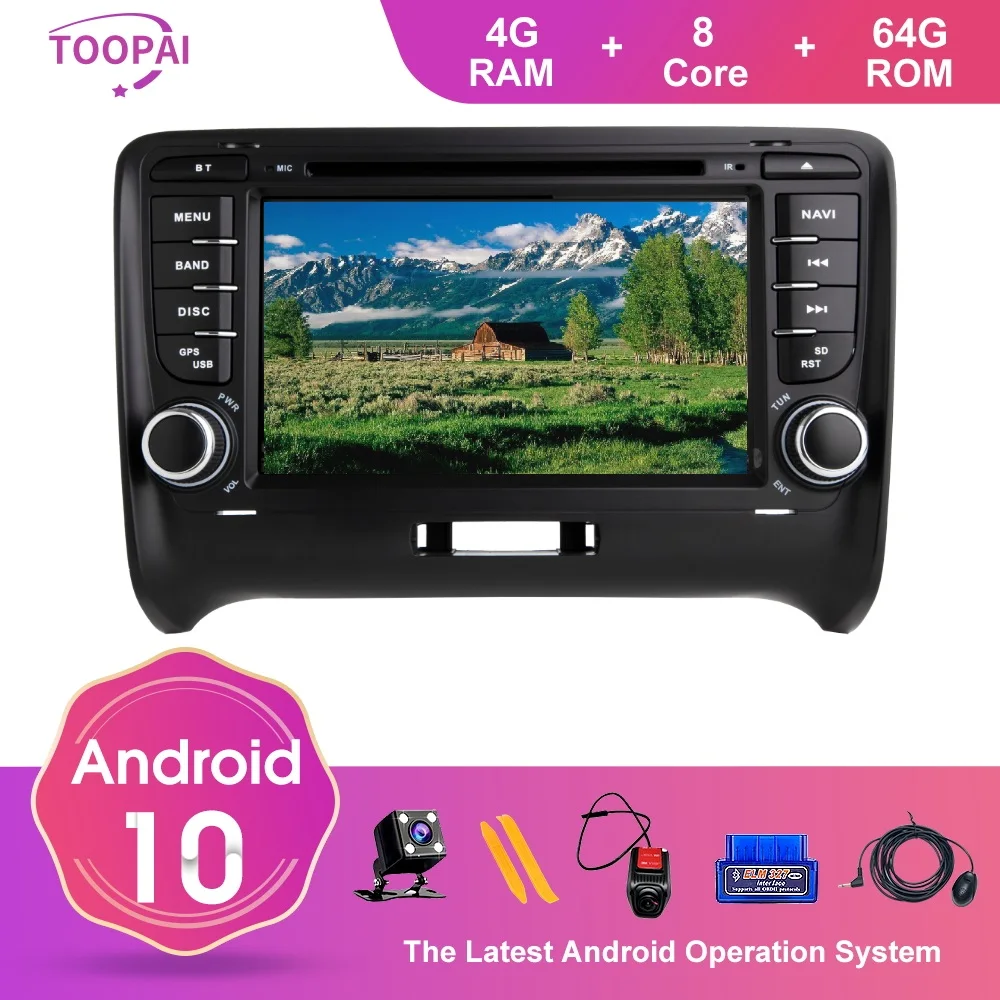 Автомагнитола TOOPAI стерео система на Android 10 для Audi TT MK2 2006 2012 GPS навигация