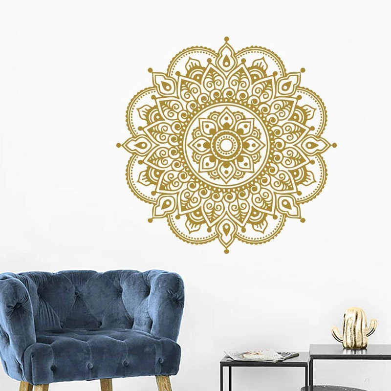 Mandala Vinyl Stickers Home Decorations Living Room Symmetrical Structure Flowers Wall Decor Decals Boho Murals MT17 | Дом и сад