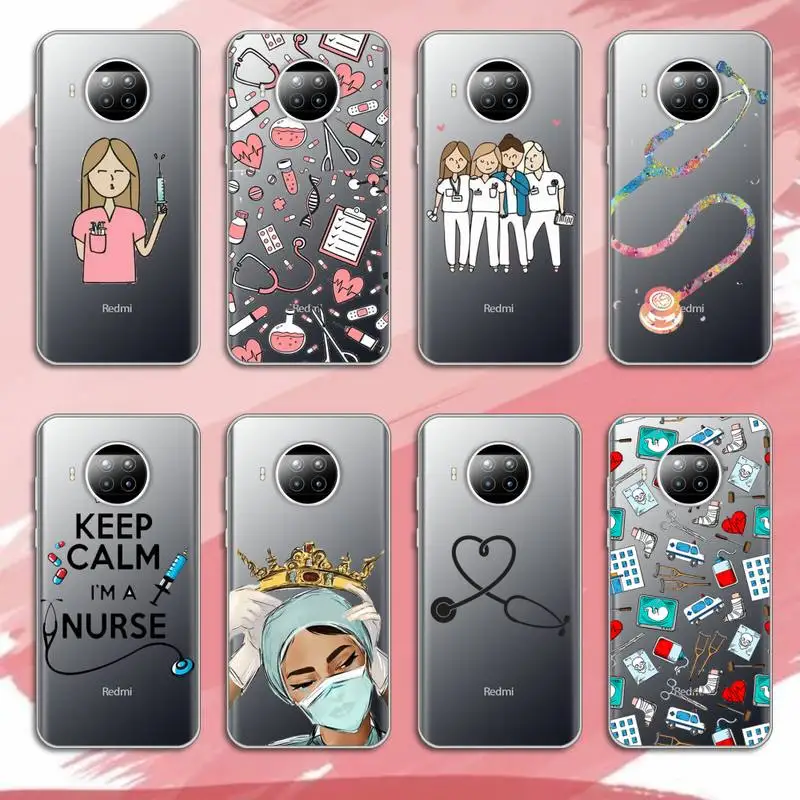 

Medicine Doctor Nurse cartoon funda Phone Case Transparent for Xiaomi Redmi note 10 t 8 9 pro lite 11 Anti-fall mobile cover
