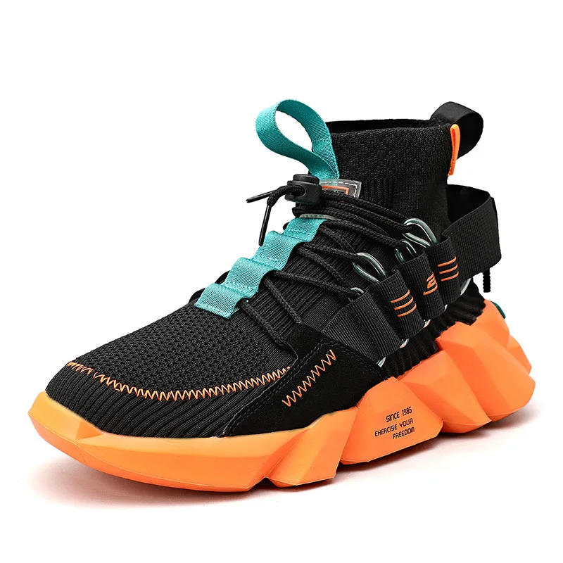 Summer White Breathable Men's Shoes 2021 New Mesh Sports Casual Trendy Increased Socks Mouth Old Shoes Comfortable Running Shoes