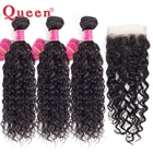Малазийские волнистые волосы Queen Hair, 34 пряди ков с кружевной застежкой, человеческие волосы, пучки с застежкой, Remy, волнистые волосы для наращивания