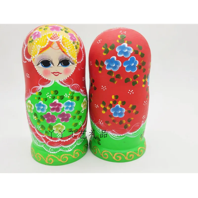 

7pcs/set Russian Wooden Green Belly Girl Dolls 7 Layer Dry Basswood Handmade Matryoshka Doll Nesting Toys Kid Gift Nesting Toys