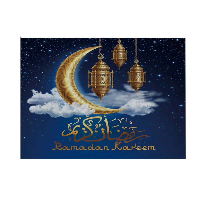 ИД Мубарак Рамадан Полотна салфетки лунный свет принт кафе творческие подставки