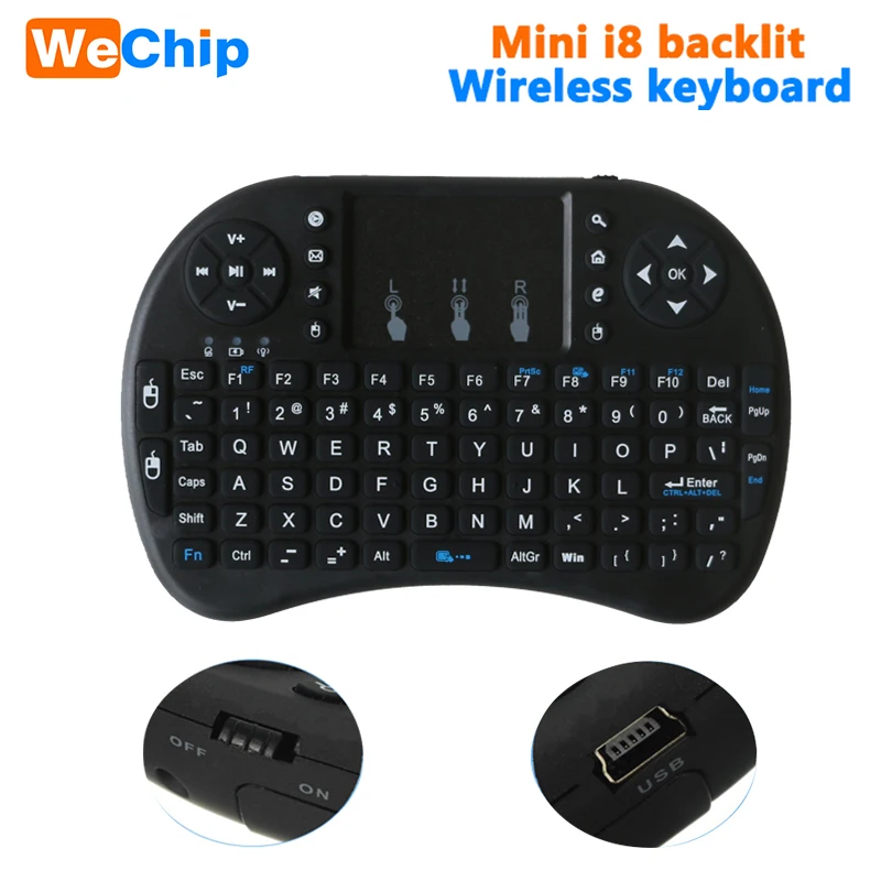 Wechip i8 русская английская версия 2,4 ГГц Беспроводная клавиатура воздушная мышь с тачпадом ручная работа с Android tv BOX Мини ПК 18