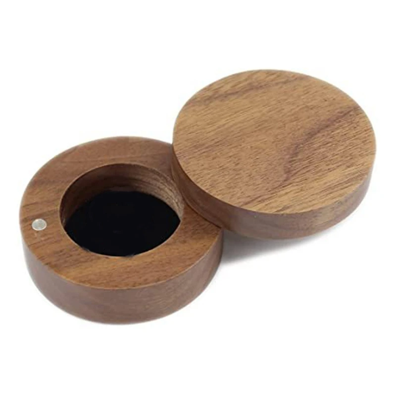 

New Rustic Walnut Solid Wood Ring Box Photo Props Small Portable Rotatable for Wedding Proposals Engagements Birthday Gift