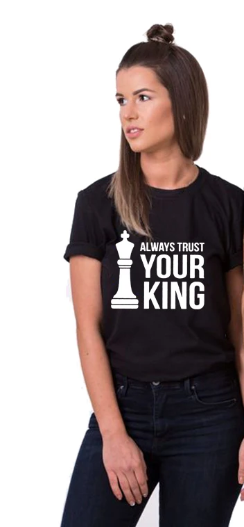 

Camisas Mujer Always Protect Your Queen Always Trust Your King Couple Match Tees Tops Summer Couples Lovers T-shirt Casual Tops