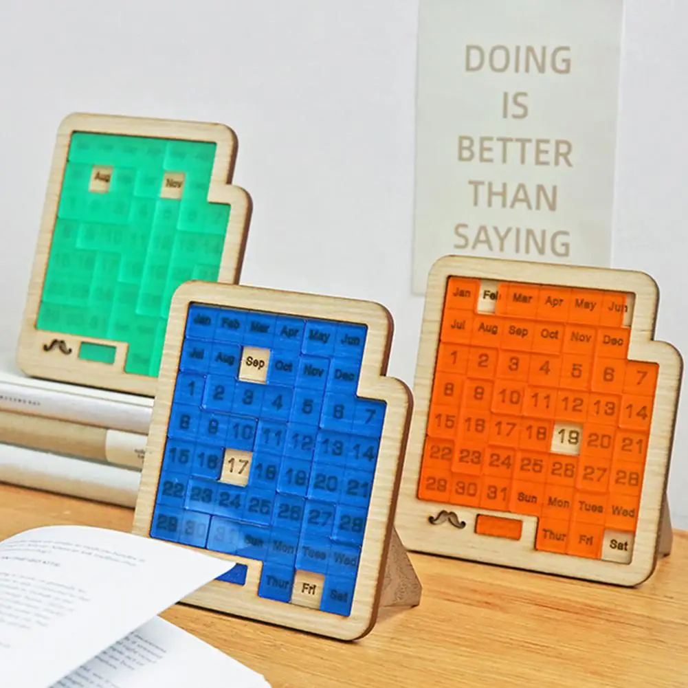 Wooden Calendar Puzzle Toys Children Montessori Teaching Aids Early Educational Toy Learn Christmas Gift Daily Calendar Puzzle