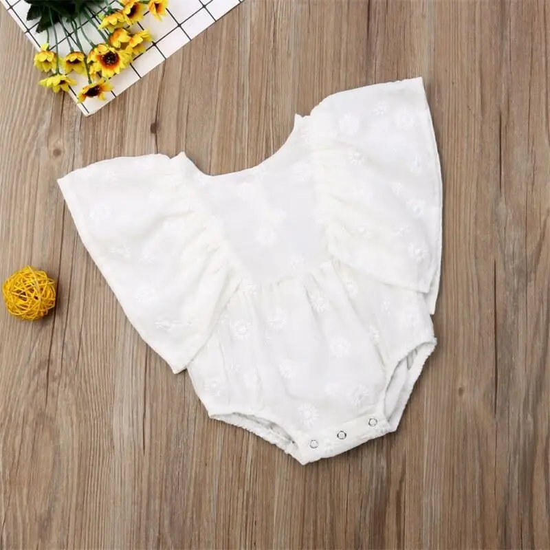 

Baby Girl Solid Romper Newborn Puff Sleeve Infant Rompeer Jumpsuit Playsuit Set