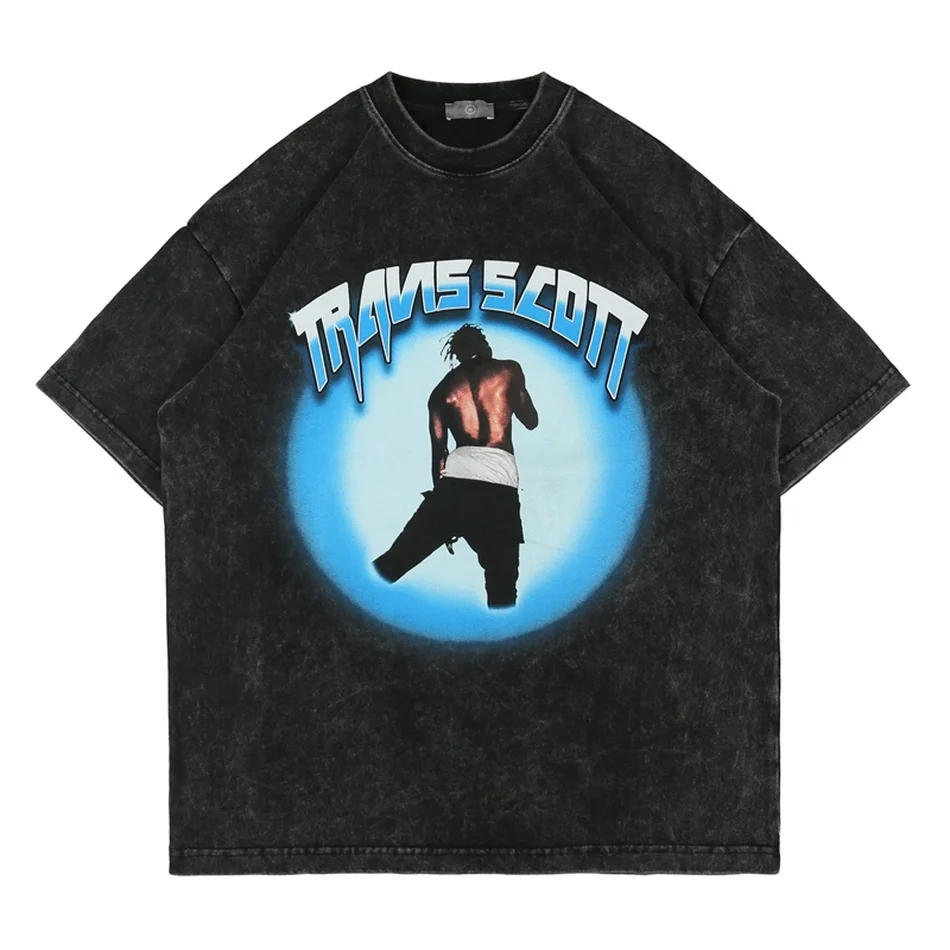 

Heavy Fabric TRAVIS SCOTT T Shirt Men Best Quality Vintage Summer Style Cactus Jack Women shirts