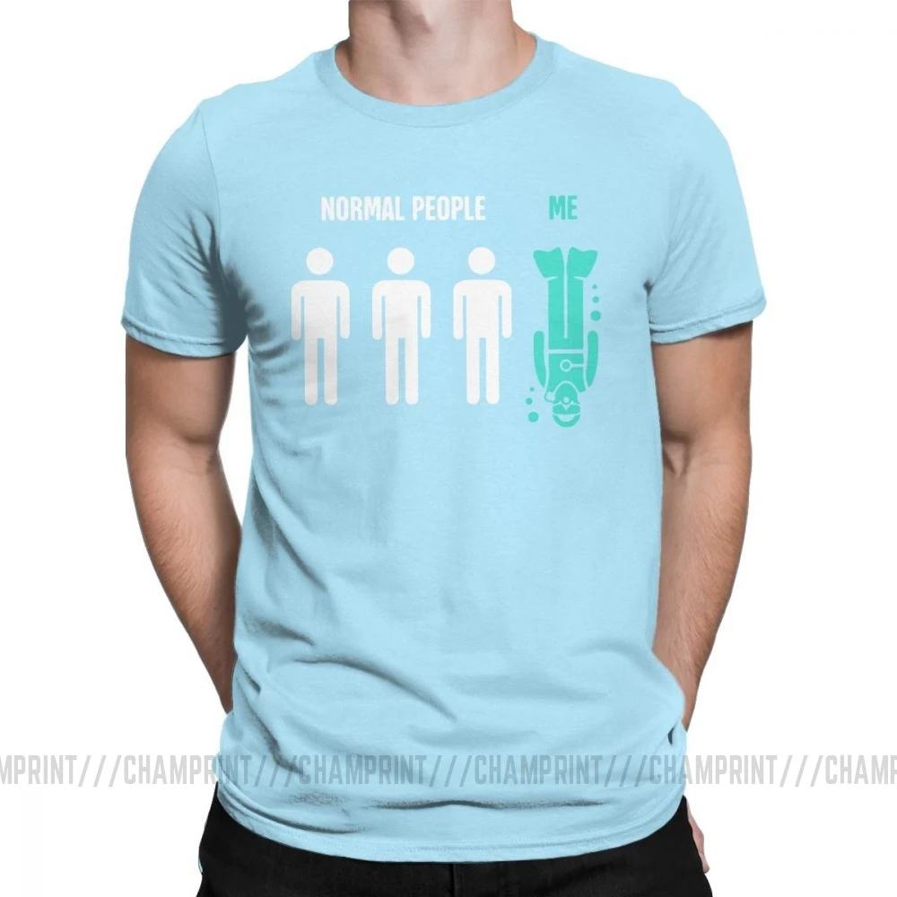 Мужские Забавные футболки для дайвинга с надписью Normal People Me, Спортивная футболка для дайвинга, дайвинга, подводного плавания, хлопковые топы, футболка с коротким рукавом - Цвет: Небесно-голубой