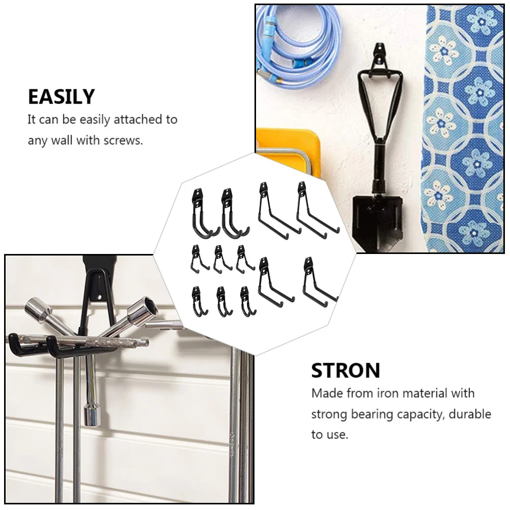 

12pcs Wall Mounted Tool Hooks Anti-Slip Iron Hangers for Warehouse Garage
