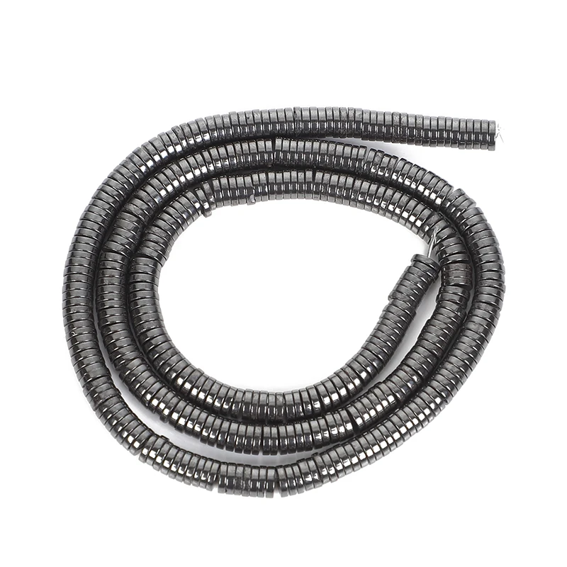 Цилиндрические черные гематитовые бусины из натурального камня круглые