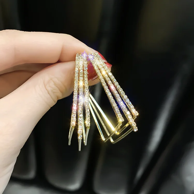 Gold 04 USTAR, круглые серьги-кольца с кристаллами для женщин, современная мода, ювелирные изделия, серьги для женщин, золотой цвет, висячие, геометрической формы oorbellen, подарок - Окраска металла: Gold 04