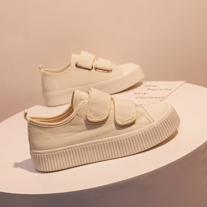 

Женские холщовые Туфли Мэри Джейн, универсальная Студенческая обувь на толстой подошве, с застежкой-липучкой, осень 2021