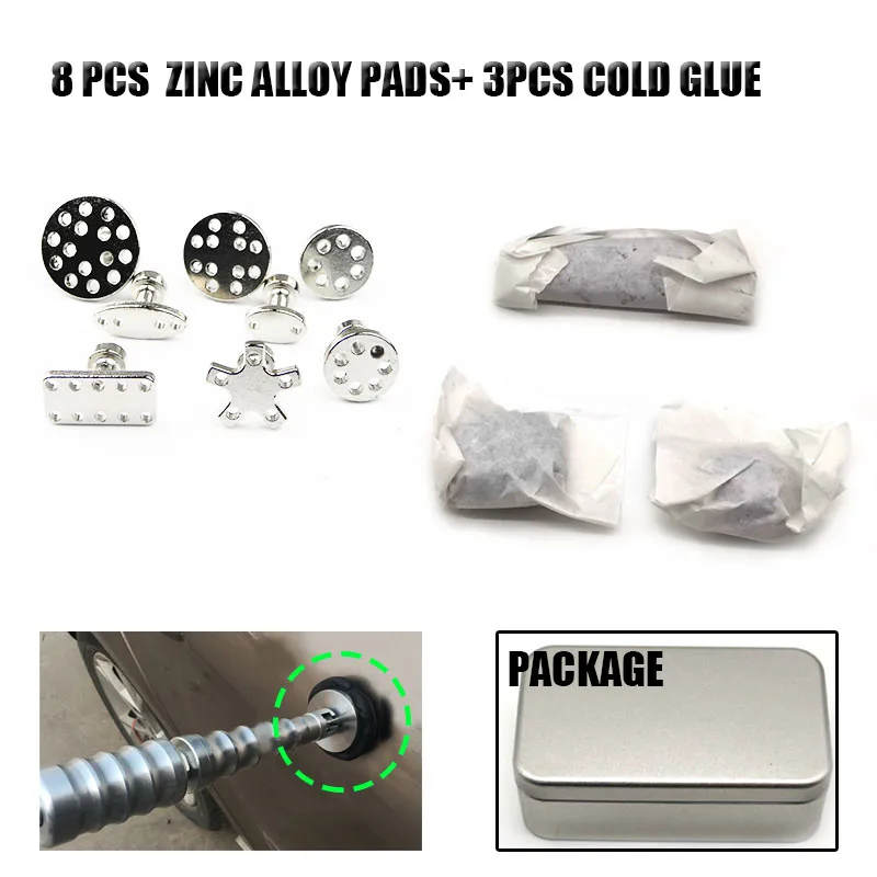 

Car Body Paintless Bump Dent Repair Tool Zinc Alloy Glue Puller Tabs Pads + Cold Glue