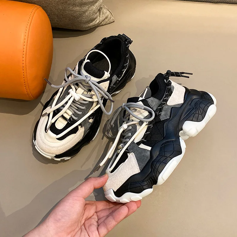 

Кроссовки женские плюшевые на платформе, толстая подошва, круглый носок, на шнуровке, дизайнерская повседневная обувь для бега, зимние