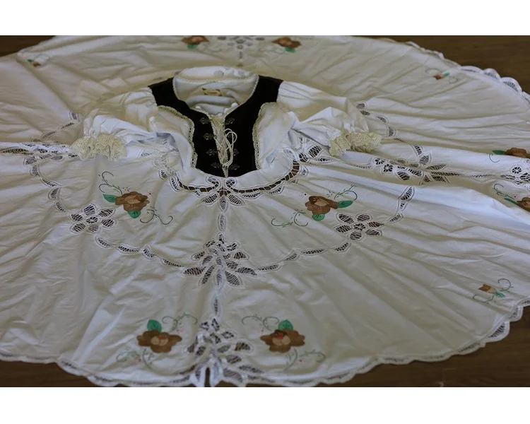 

LYNETTE'S CHINOISERIE Spring Summer Women Mori Girls Vintage Romantic Embroidery Patchwork Slim Cotton White Dresses