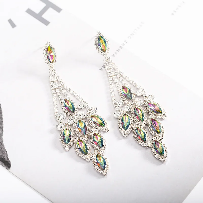 Bague Ringen, 8 цветов на выбор, преувеличенное серебро, 925 ювелирные изделия, серьги с драгоценными камнями для женщин, хрустальные серьги в виде листьев, вечерние серьги для помолвки