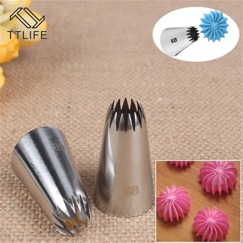 

TTLIFE Stainless Steel Nozzle Cake Decorating Tips Writing Tube Icing Nozzle Baking & Pastry Tools Cupcake Baking Tools 6B#