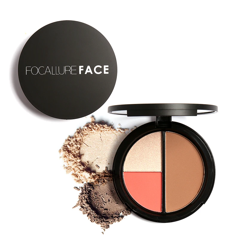 FOCALLURE Face 3 in 1 Palette Bronzers and Highlighters Makeup Blusher Shimmer Llluminator Contouring Cosmetics | Красота и здоровье