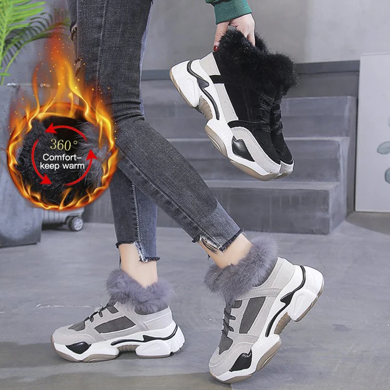 Новинка 2020 женские кроссовки на платформе зимние теплые меховые модные туфли