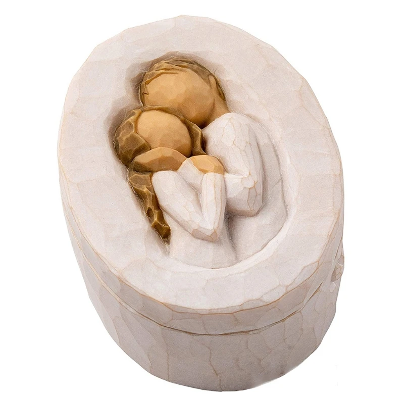 

Friendship Sculpted Hand-Painted Keepsake Resin Box Love Embrace Jewelry Box