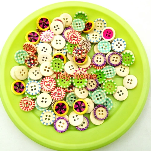 100 шт. деревянные пуговицы 15 мм|Пуговицы| |