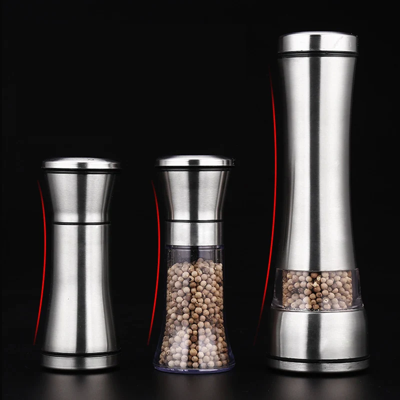 

1Pcs Stainless Steel Salt And Pepper Mill Manual Food Herb Grinders Spice Jar Containers Kitchen Gadgets Spice Grinding Bottles