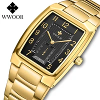 wwoor new 2022 design casual mens watches top brand luxury waterproof stainless steel gold quartz wrist watch relogio masculino
