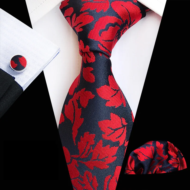 

Mens Ties Light Blue Paisley Tie Pocket Square Cufflinks Set Neckties Three-piece Suit Fashion Men's Jacquard Silk Necktie