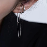 goth gold silver color letter c earcuff tassel chain ear cuff fake piercing faux earrings for women korean fashion jewelry