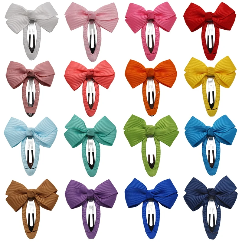 2pcs/lot 2 Inches Solid Color Handmade Bows Bangs Hairpins Fashion Baby Girls Hair Clips Infant Headwear Kids Photography Props | Мать и