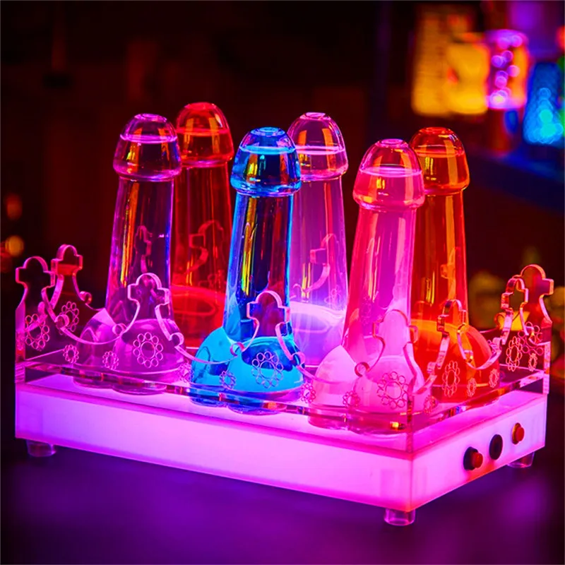 4pcs Skull Head Double Glass Penis Shot Crystal Mug Party Whisky Vodka Cup Transparent Drinks Cups Beer Steins Bar Accessories | Дом и сад