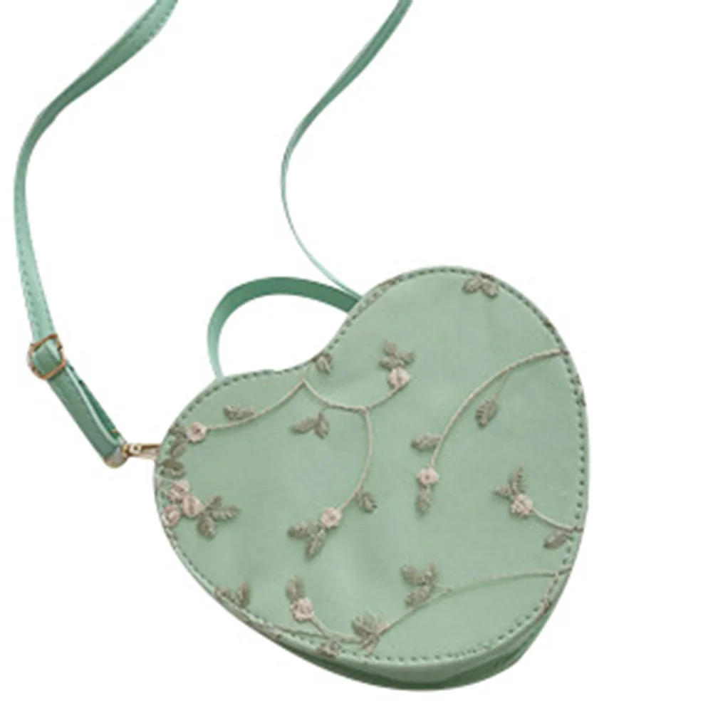 

Women Heart Shap Bag Lace Shoulder Bags Embroidery Chain Handbag Portable Ladies Crossbody Bag