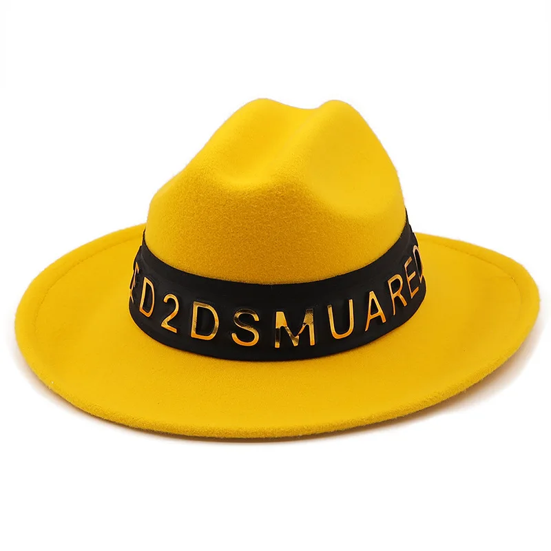 Женская фетровая шляпа с широкими полями теплая надписью повседневная