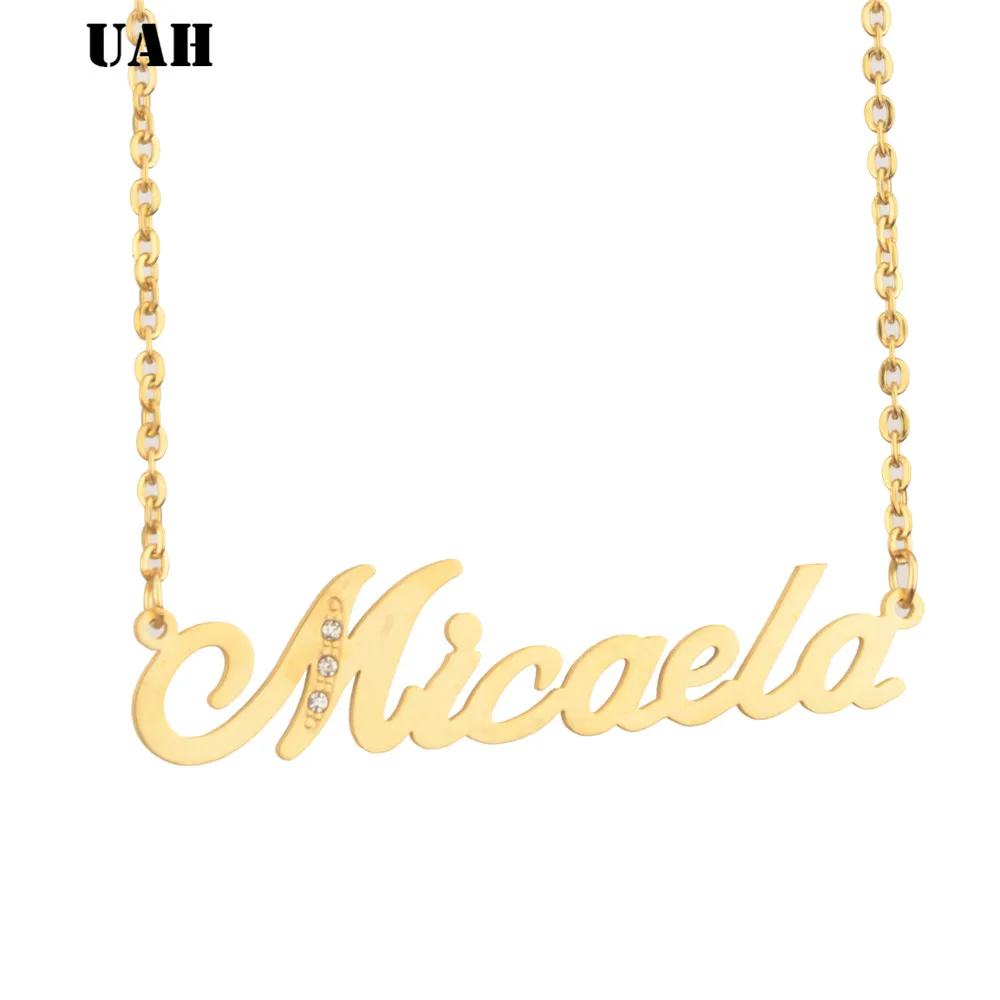 

UAH Micaela Name or Stainless Steel Custom Name Necklace Personalized Gold Silver Pendant Friendship Necklace Best Friend Gift