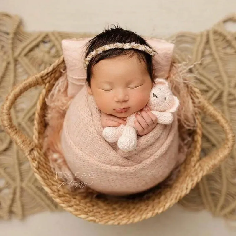 Реквизит для фотосъемки новорожденных ручная Плетеная соломенная корзина для детской фотосъемки рамка для хранения позы для студийной фот... от AliExpress WW