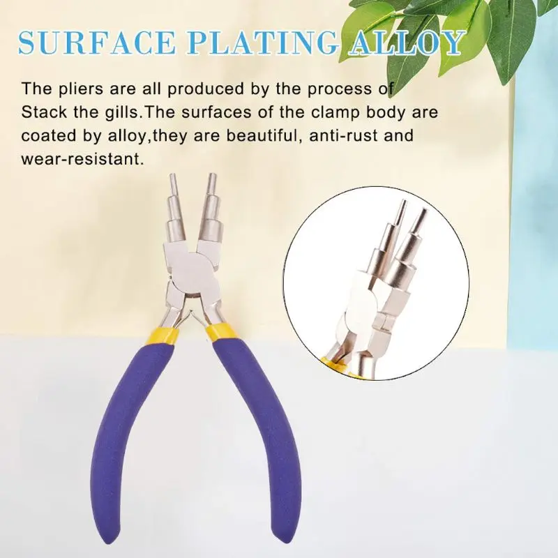 

6 in 1 Wire Wrapper Looping Forming Jewelry Plier 6-Steps Multi Size Barrels Pliers Bail Jewelry Making Colors at Random