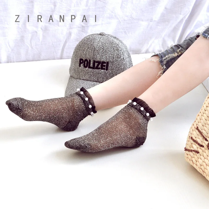 Сексуальные кружевные сетчатые шелковые носки прозрачные эластичные из волокна