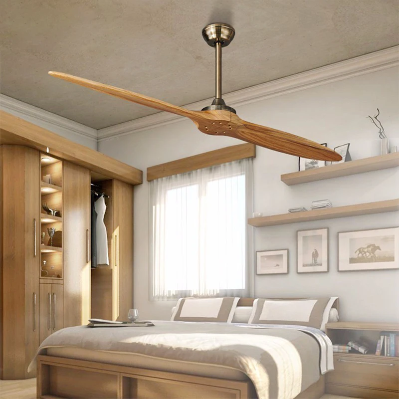 

56-дюймовые деревянные потолочные вентиляторы без огней, пульт дистанционного управления, ретро современный вентилятор, освещение, тишина, 2...