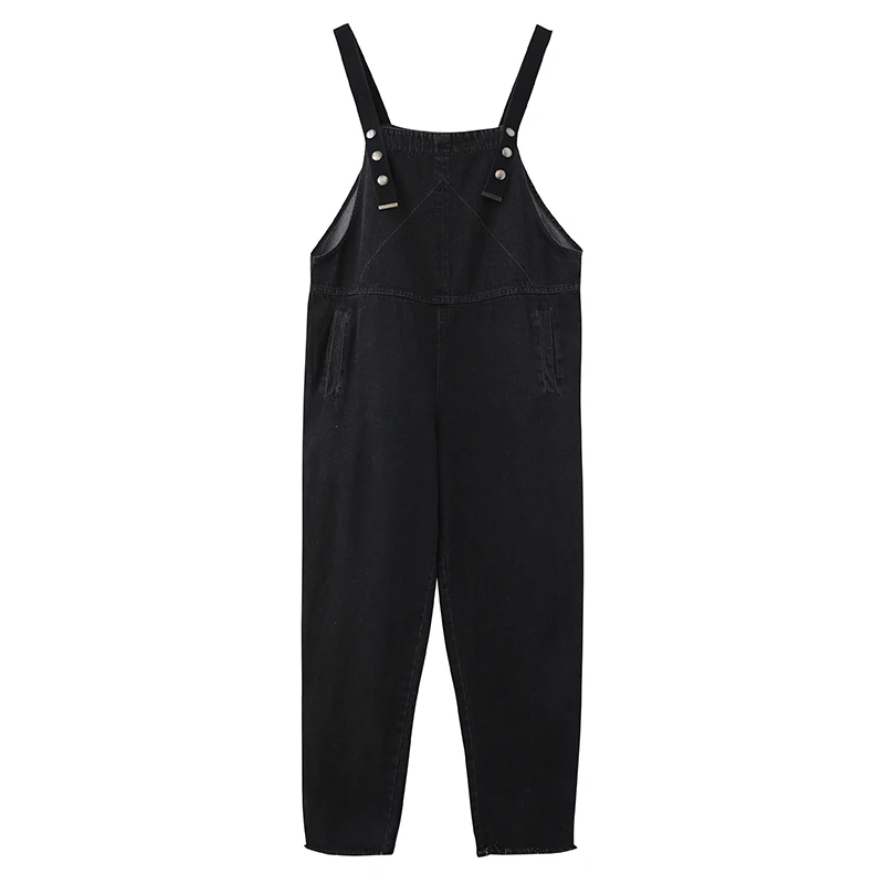 Women Loose Casual Jumpsuits Large Size Cotton Denim Overalls for Rompers Vintage Black Wide Leg | Женская одежда