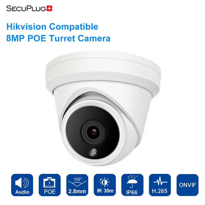 

SecuPlus+ 8MP 4K Dome POE IP Camera IR 30m Outdoor Security CCTV Video Surveillance Waterproof Cam Network Cam ONVIF IP66 H.265