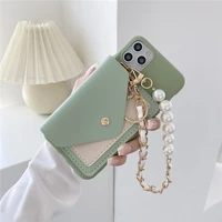 wallet card soft phone case for huawei honor 8a prime 8x 9a 9c 10i 20i 20s 30i 30s 10x 9x lite pearl bracelet wrist strap cover