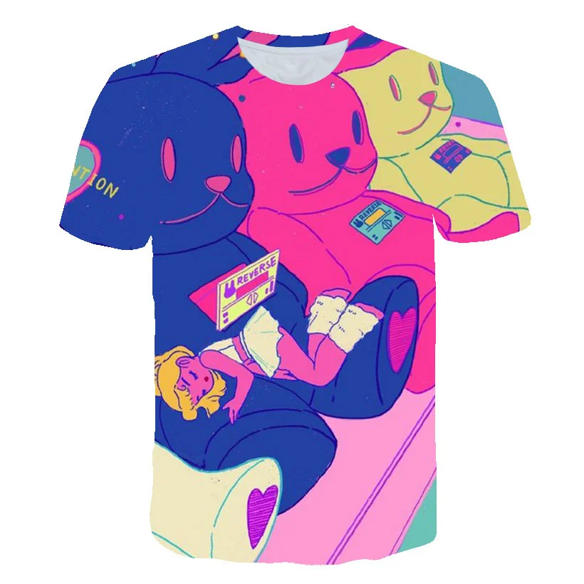 

2021 Summer Children's Fashion Casual T-shirt 3D Cartoon Anime Print Printing T-shirt Street Trend Boy And Girl T-shirt Pullover