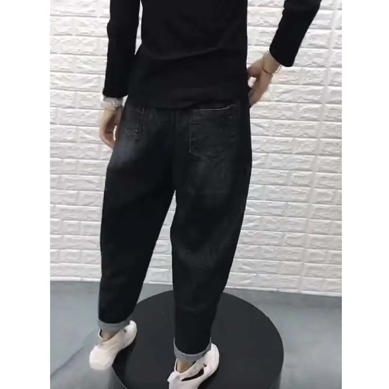 

Woman Jeans Pants Jeans High Waist Women's Autumn and Winter Loose Embroidered Trousers Harem Pants Flare Cut Pants Casual