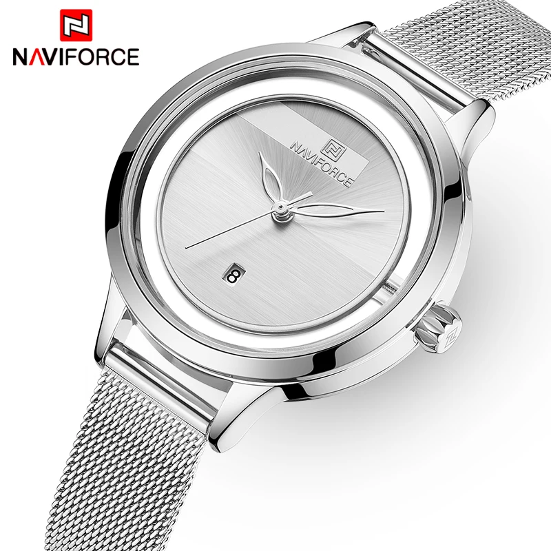 Часы NAVIFORCE женские кварцевые красивые модные наручные с уникальным