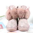 Женские зимние ботинки из натуральной овечьей шерсти, с меховым помпоном