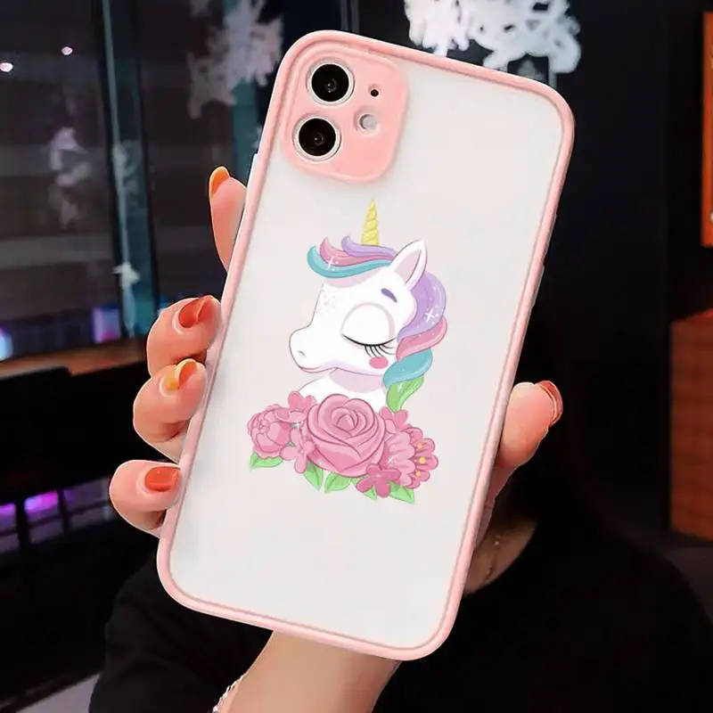 

Cute Cold Funny Unicorn Horse Phone Case Matte Transparent for iPhone 7 8 11 12 s mini pro X XS XR MAX Plus cover funda