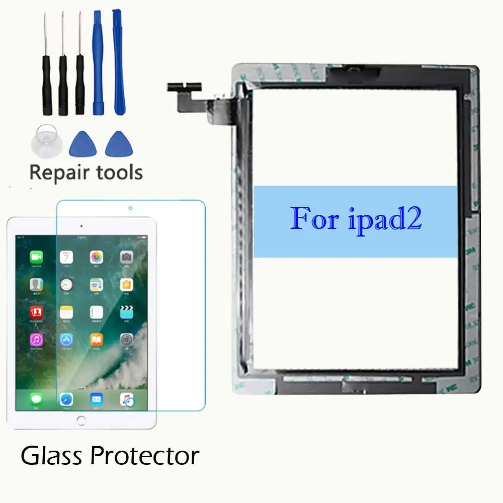 IPad 2 сенсорный экран A1395 A1396 A1397 сенсорный дигитайзер сенсорная стеклянная панель рамка сенсорный экран запасная Передняя стеклянная панель