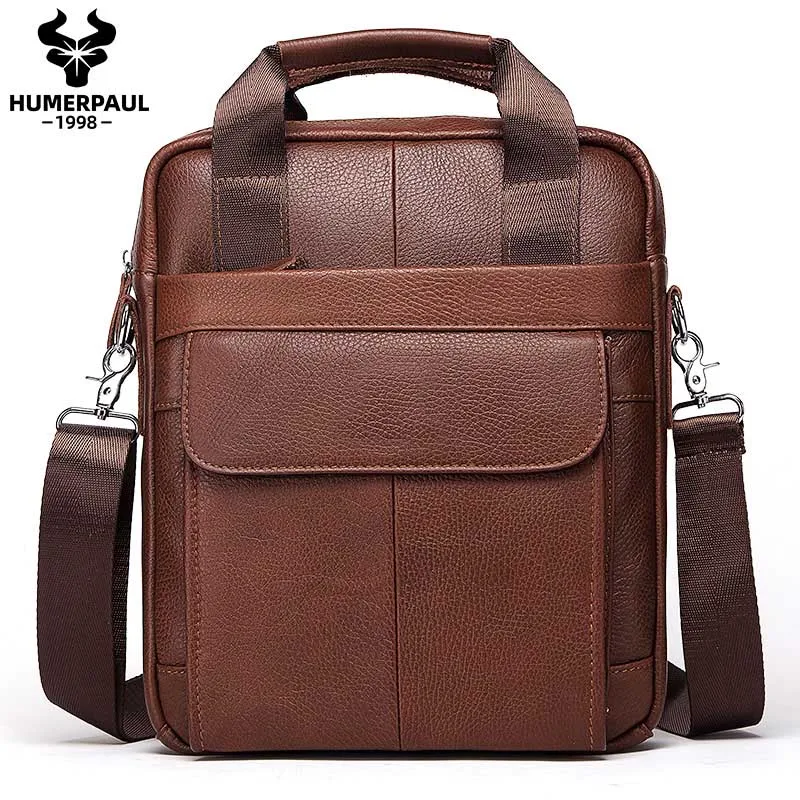 Сумка мессенджер мужская из натуральной воловьей кожи Модный маленький саквояж